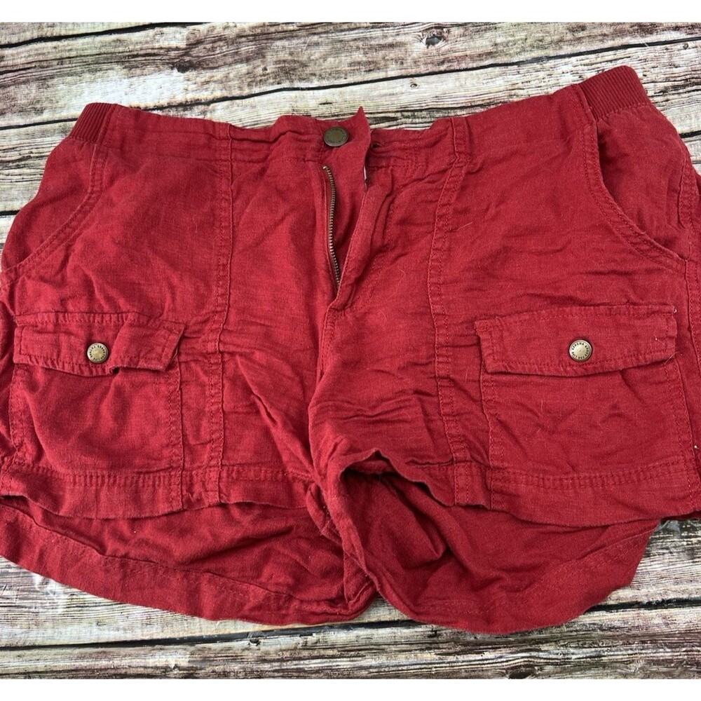 Sonoma Red Cargo Shorts Women's Size 14 Red 100% Cotton Extra Pockets